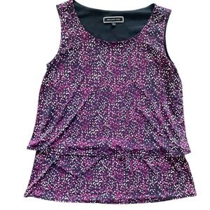 Melanie Lyne Burgundy Printed Sleeveless Top Small